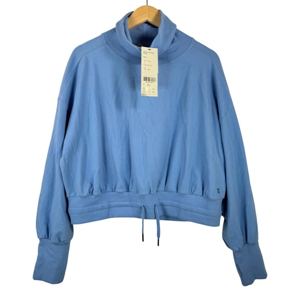 sweaty Betty Melody Luxe Fleece Pullover filter blue sz L athleisure - Picture 2 of 9